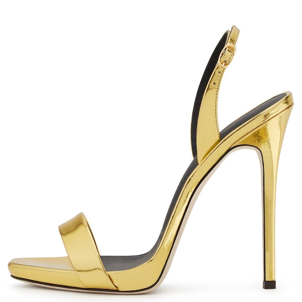 Women's Patent Leather Slingback Sandals Stiletto Heel Open Toe Party Shoes - Styeenigma