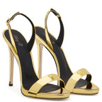 Women's Patent Leather Slingback Sandals Stiletto Heel Open Toe Party Shoes