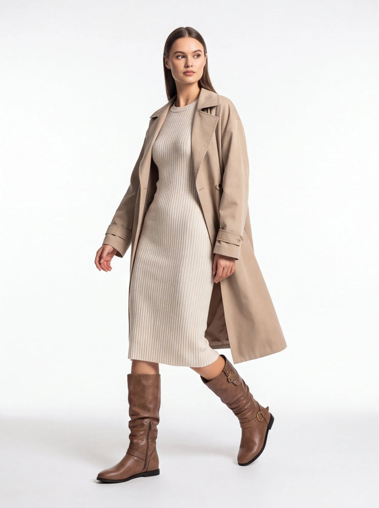 Vintage Slouchy Riding Boots for Women | Flat Heel Buckle Boots