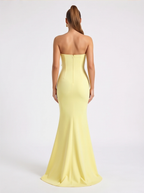 Close-up of 3D Flower Appliqués on Yellow Formal Gown
