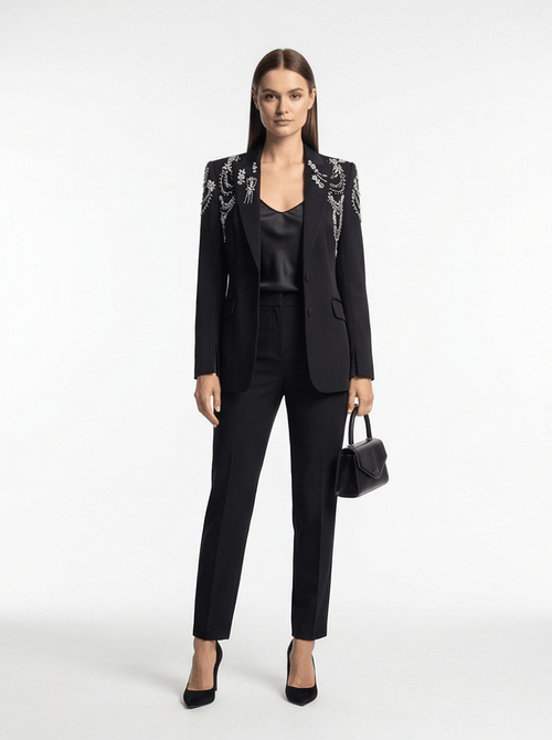 Beaded Crystal Blazer Evening Coat – Women’s Formal Cover-Up - Styeenigma