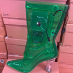 LED Light Up Cowboy Boots Transparent PVC Stiletto Heel Bootie | Neon Western - Styeenigma