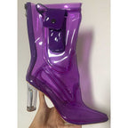 LED Light Up Cowboy Boots Transparent PVC Stiletto Heel Bootie | Neon Western - Styeenigma
