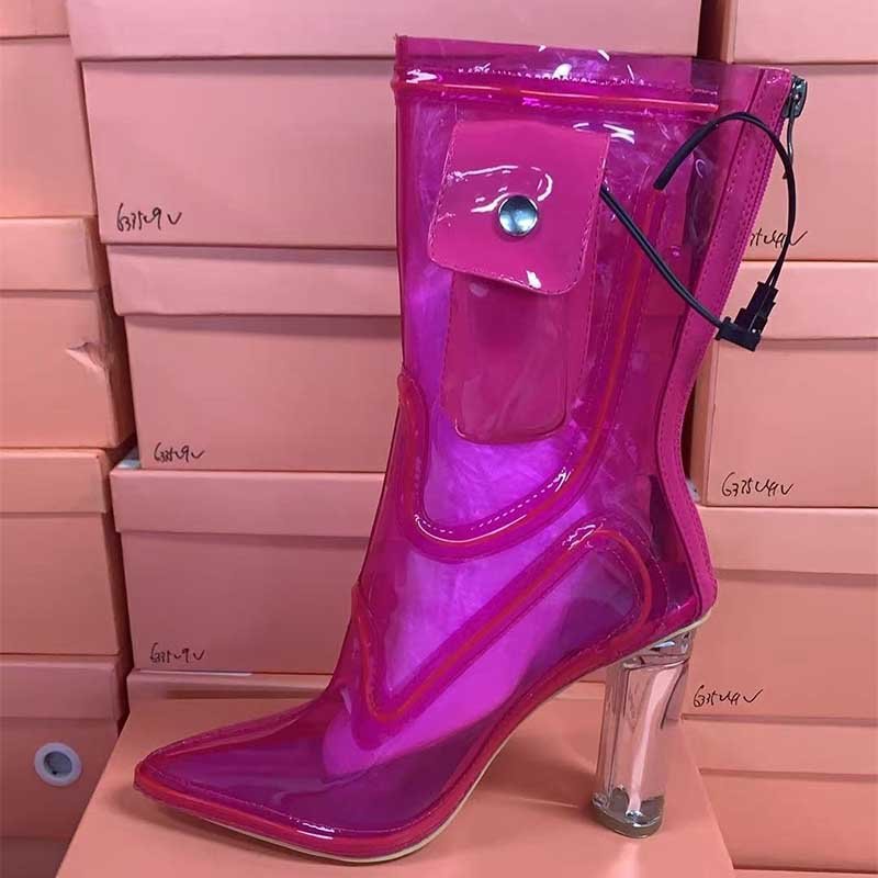 LED Light Up Cowboy Boots Transparent PVC Stiletto Heel Bootie | Neon Western - Styeenigma
