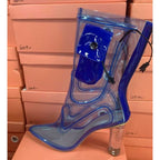 LED Light Up Cowboy Boots Transparent PVC Stiletto Heel Bootie | Neon Western - Styeenigma