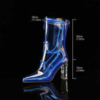 LED Light Up Cowboy Boots Transparent PVC Stiletto Heel Bootie | Neon Western - Styeenigma
