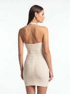 Women's Halter Neck Bodycon Dress - Sexy Sleeveless Mini Dress with Sweetheart Neckline