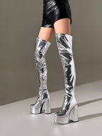 Women’s Platform Thigh High Boots Chunky Heel Over Knee Boots