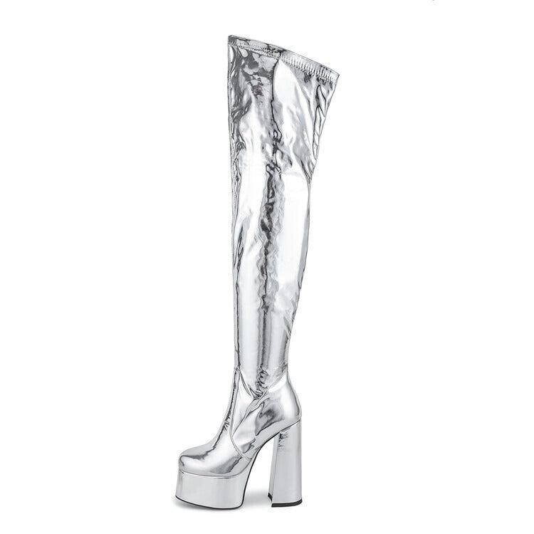 Women’s Platform Thigh High Boots Chunky Heel Over Knee Boots