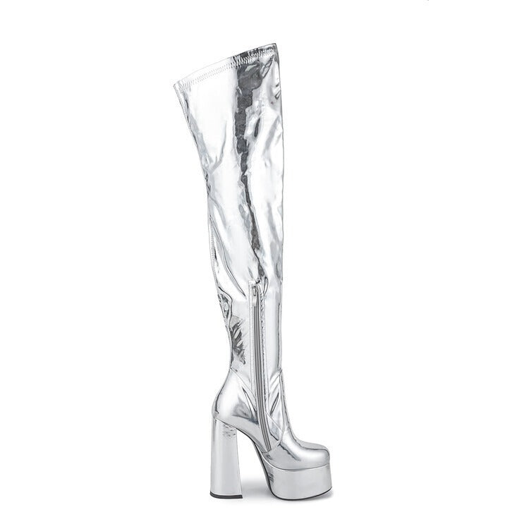 Women’s Platform Thigh High Boots Chunky Heel Over Knee Boots