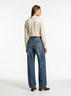 Vintage Wide-Leg Jeans for Women – Retro Loose Fit, Blue Denim Pants
