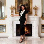 Sweet Style Women’s Two-Piece Set – V-Neck Top & Slimming Skirt Suit