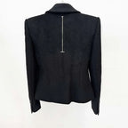 Double-Breasted Black Coat Wide Lapel Minimalist Style - Styeenigma