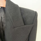 Double-Breasted Black Coat Wide Lapel Minimalist Style - Styeenigma