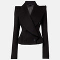 Double-Breasted Black Coat Wide Lapel Minimalist Style - Styeenigma