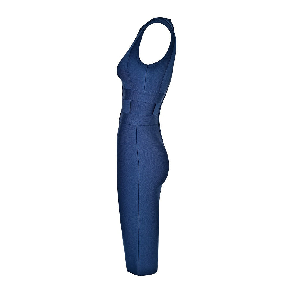 Women's Stretchy Cocktail Dress - Sleeveless Sheath Dress for Business