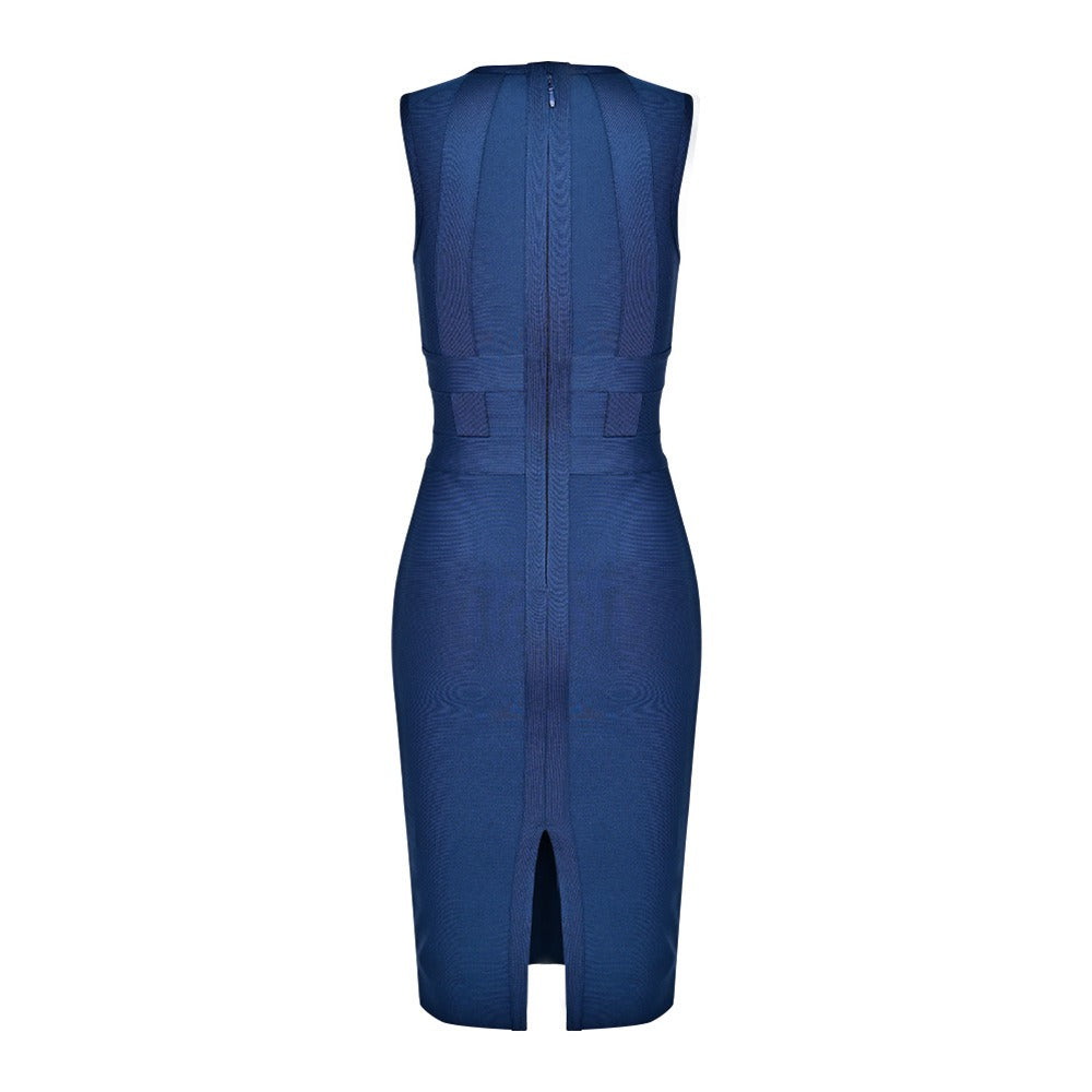 Women's Stretchy Cocktail Dress - Sleeveless Sheath Dress for Business