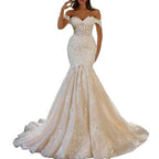 Off The Shoulder Mermaid Wedding Dress Sweetheart Neckline Bridal - Styeenigma