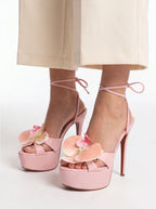 Multi-Color Platform Stiletto Sandals Women's Bow Tie Heels - Styeenigma