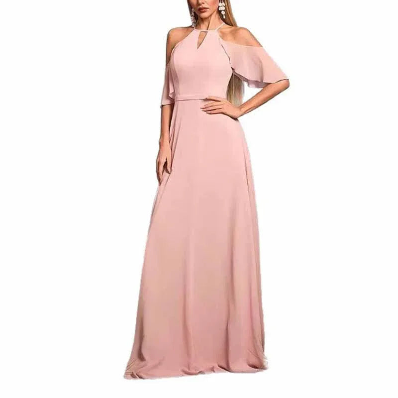 Pink Cut-Out Shoulder A-Line Dress | Wedding Guest & Bridesmaid - Styeenigma