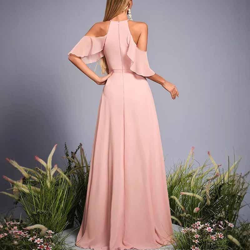 Pink Cut-Out Shoulder A-Line Dress | Wedding Guest & Bridesmaid - Styeenigma