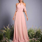 Pink Cut-Out Shoulder A-Line Dress | Wedding Guest & Bridesmaid - Styeenigma