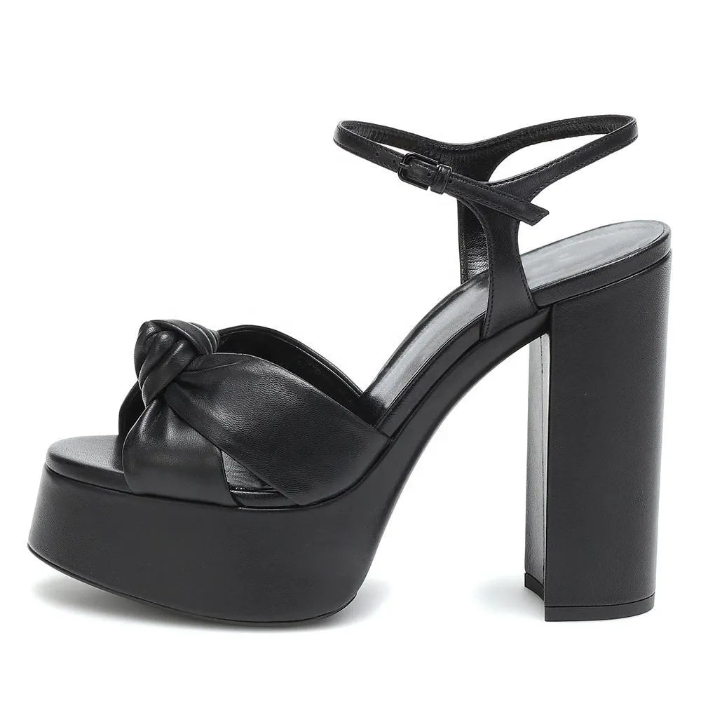 Platform Sandals Women's Knotted Chunky Heels