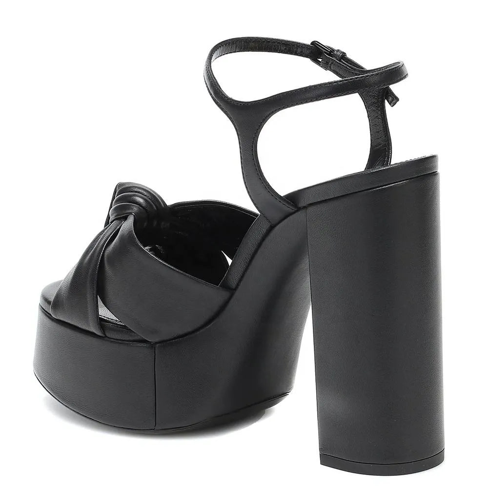 Platform Sandals Women's Knotted Chunky Heels
