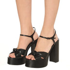 Platform Sandals Women's Knotted Chunky Heels