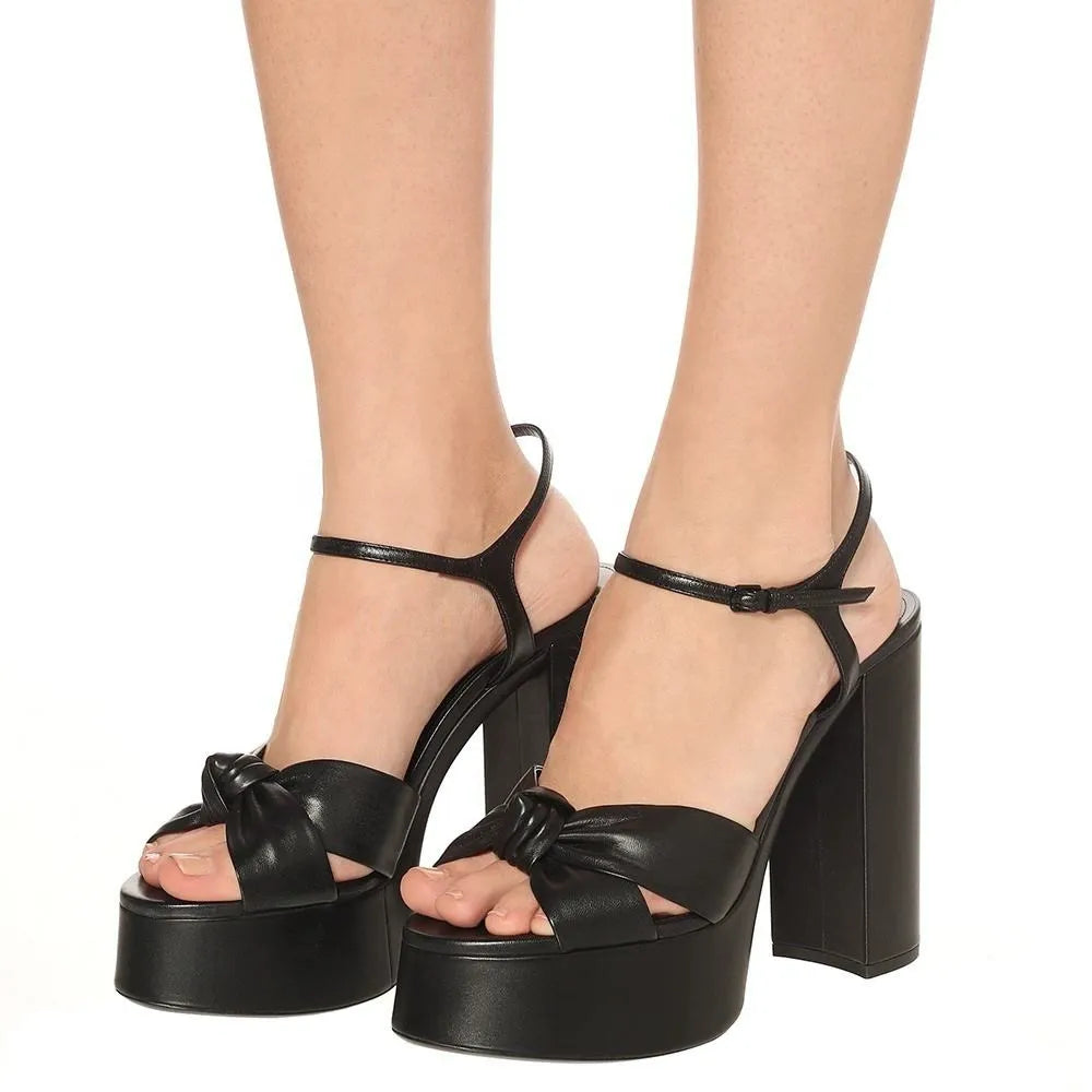 Platform Sandals Women's Knotted Chunky Heels