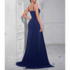Rhinestone Spaghetti Strap High Split Evening Dress | Gowns - Styeenigma