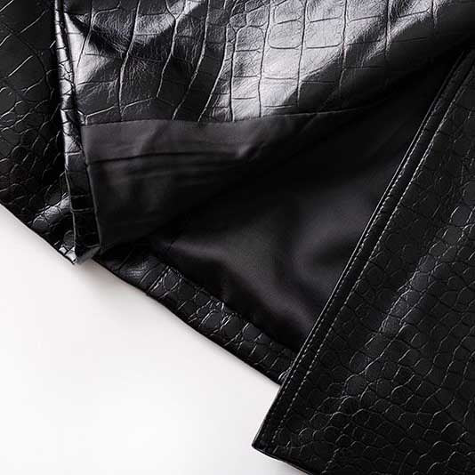 Black PU Leather Trench Coat Women's Double Breasted Belted Long Coat