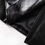 Black PU Leather Trench Coat Women's Double Breasted Belted Long Coat