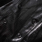 Black PU Leather Trench Coat Women's Double Breasted Belted Long Coat