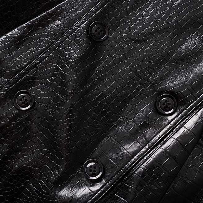 Black PU Leather Trench Coat Women's Double Breasted Belted Long Coat