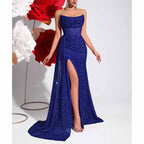 Sparkling Sequin Evening Dress – Corset Split Formal Gown - Styeenigma