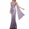 One Shoulder Mermaid Sequin Evening Gown Prom Formal Party Dress - Styeenigma