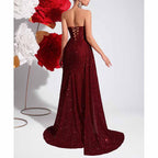 Sparkling Sequin Evening Dress – Corset Split Formal Gown - Styeenigma