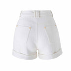 High Waist Belted Maze Pattern Shorts – Women’s Summer Casual