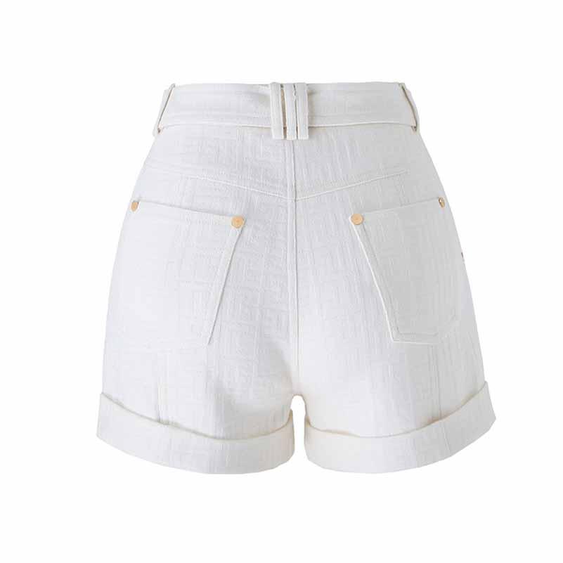 High Waist Belted Maze Pattern Shorts – Women’s Summer Casual