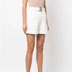 High Waist Belted Maze Pattern Shorts – Women’s Summer Casual