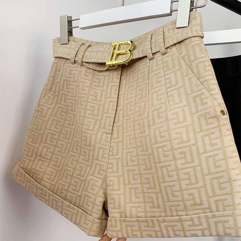 High Waist Belted Maze Pattern Shorts – Women’s Summer Casual - Styeenigma