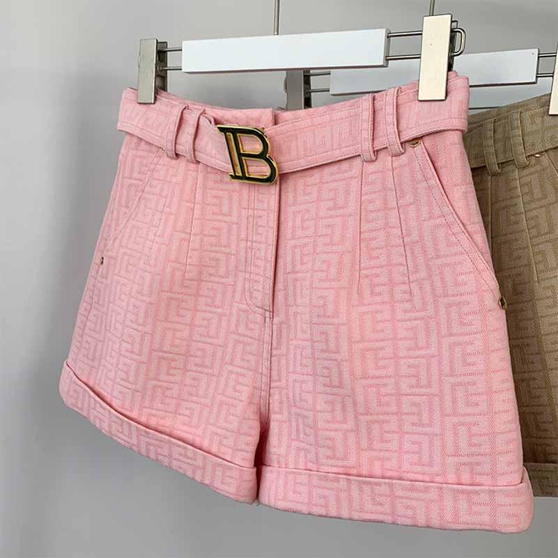 High Waist Belted Maze Pattern Shorts – Women’s Summer Casual - Styeenigma