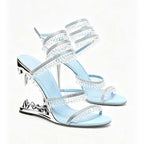 Rhinestone Gladiator Heels – Strappy Spike Heel Sandals for Women - Styeenigma