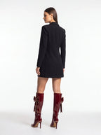 Wine Red Bow Knee High Boots Faux Leather Stiletto Heel Bootie - Styeenigma
