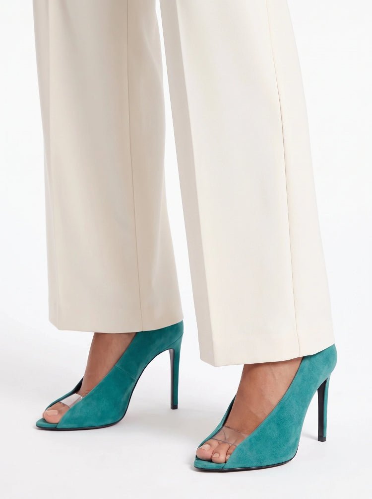 Suede Peep Toe Slingback Heels Stiletto Slip-On Pumps - Styeenigma