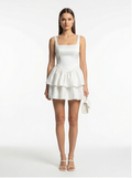 Women's White Satin Strapless Square Neck Mini Dress - Party, Cocktail & Summer Event Dress