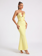 Model wearing Yellow Mermaid Dress at Evening Event