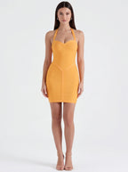 Women's Halter Neck Bodycon Dress - Sexy Sleeveless Mini Dress with Sweetheart Neckline