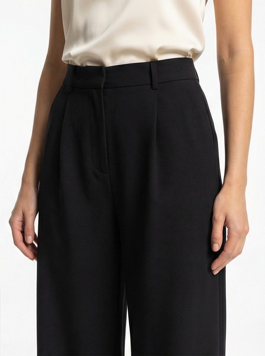 High Waist Premium Look Wide-Leg Casual Pants for Women